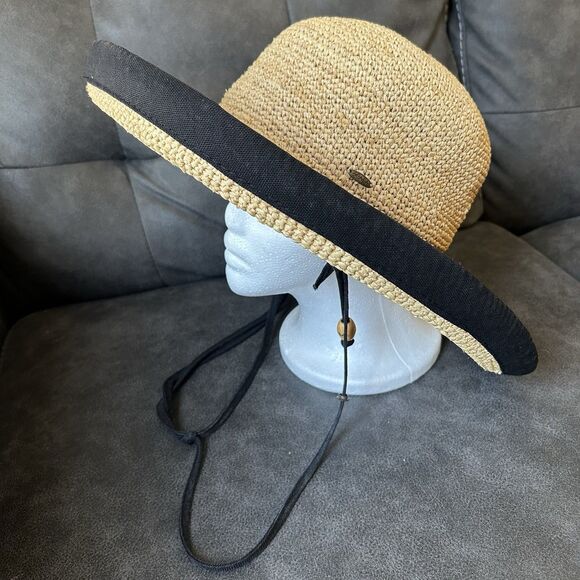 Scala Womens Woven Natural Fiber Straw Hat Wide Brim Beachy Safari - Picture 1 of 13